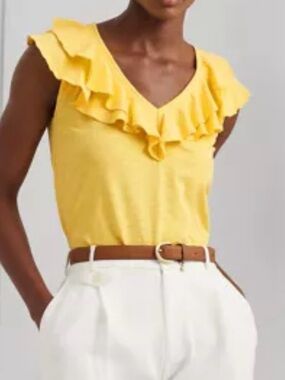 Chaps Yellow Ruffle V-Neck Camisole sz XL